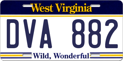 WV license plate DVA882