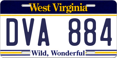 WV license plate DVA884
