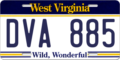 WV license plate DVA885