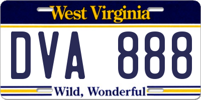 WV license plate DVA888