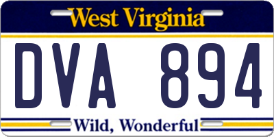WV license plate DVA894