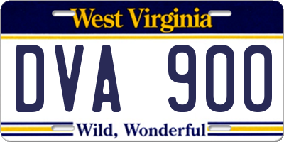 WV license plate DVA900