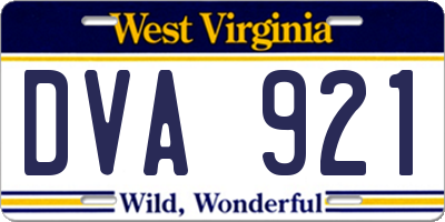 WV license plate DVA921