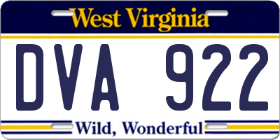 WV license plate DVA922