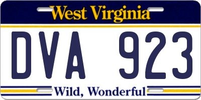WV license plate DVA923