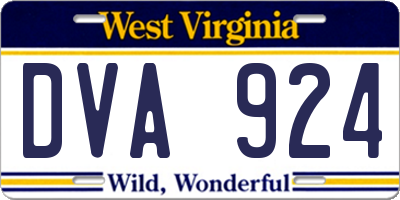 WV license plate DVA924
