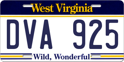 WV license plate DVA925