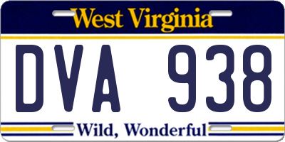WV license plate DVA938