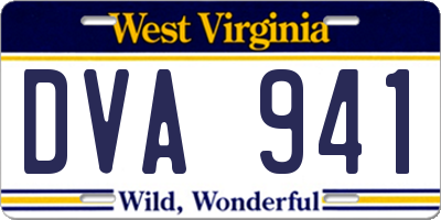 WV license plate DVA941