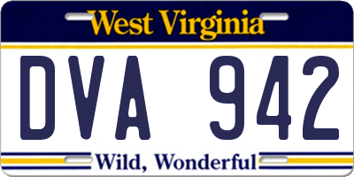 WV license plate DVA942