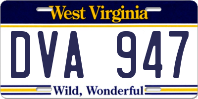 WV license plate DVA947