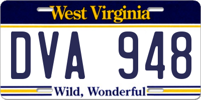 WV license plate DVA948
