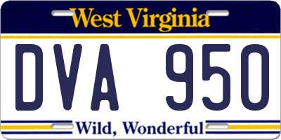 WV license plate DVA950