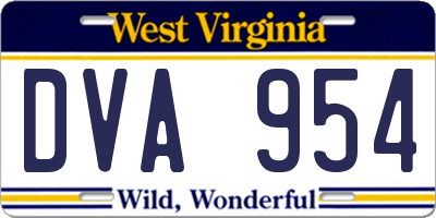 WV license plate DVA954