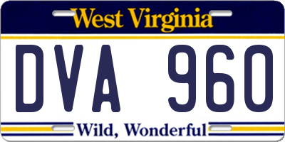 WV license plate DVA960