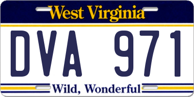 WV license plate DVA971