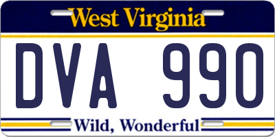 WV license plate DVA990