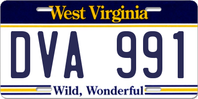 WV license plate DVA991