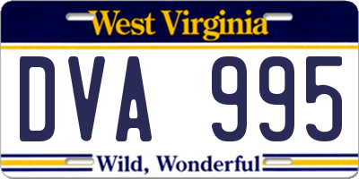 WV license plate DVA995
