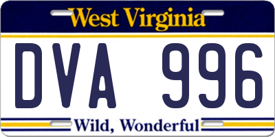 WV license plate DVA996