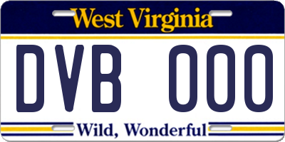 WV license plate DVB000