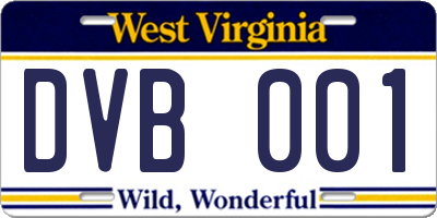 WV license plate DVB001