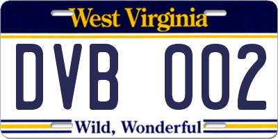 WV license plate DVB002