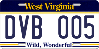 WV license plate DVB005