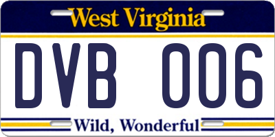 WV license plate DVB006