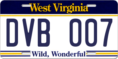 WV license plate DVB007