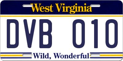 WV license plate DVB010
