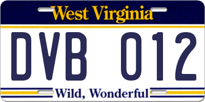 WV license plate DVB012