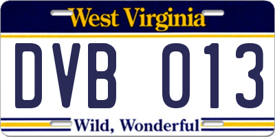WV license plate DVB013