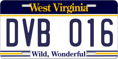 WV license plate DVB016