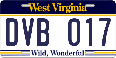 WV license plate DVB017