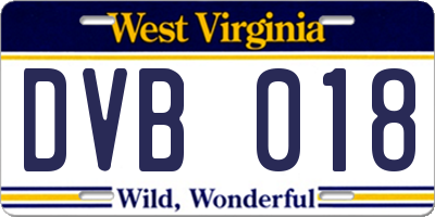 WV license plate DVB018