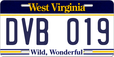 WV license plate DVB019