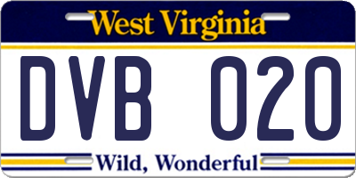 WV license plate DVB020