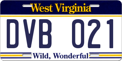 WV license plate DVB021