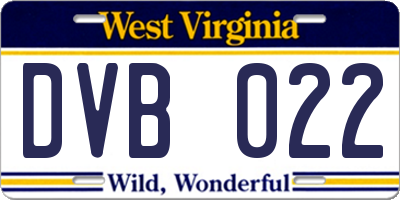 WV license plate DVB022