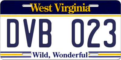 WV license plate DVB023