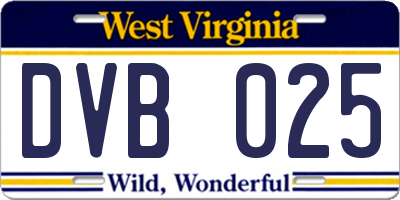 WV license plate DVB025