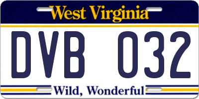WV license plate DVB032