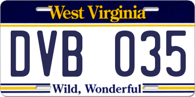 WV license plate DVB035