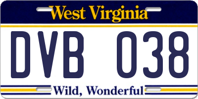 WV license plate DVB038