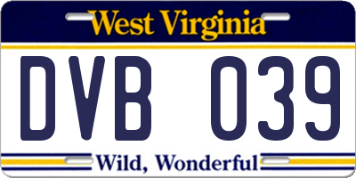 WV license plate DVB039