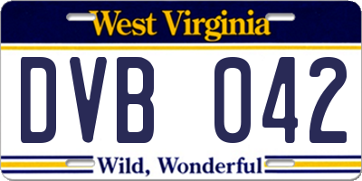 WV license plate DVB042