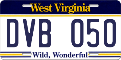 WV license plate DVB050
