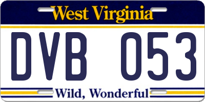 WV license plate DVB053