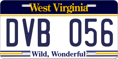 WV license plate DVB056